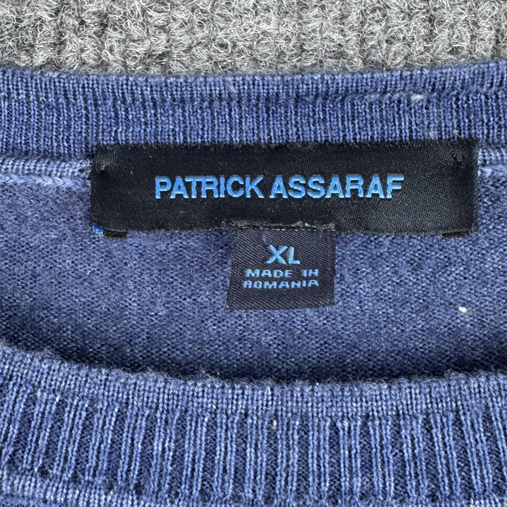 Patrick Assaraf Sweater Mens XL Blue 100% Extrafine Merino Wool Casual Crewneck - Picture 3 of 11